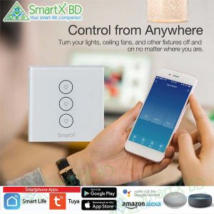 SmartX 3 Gang WiFi Smart Touch Switch for Smart Lighting Control and Automation