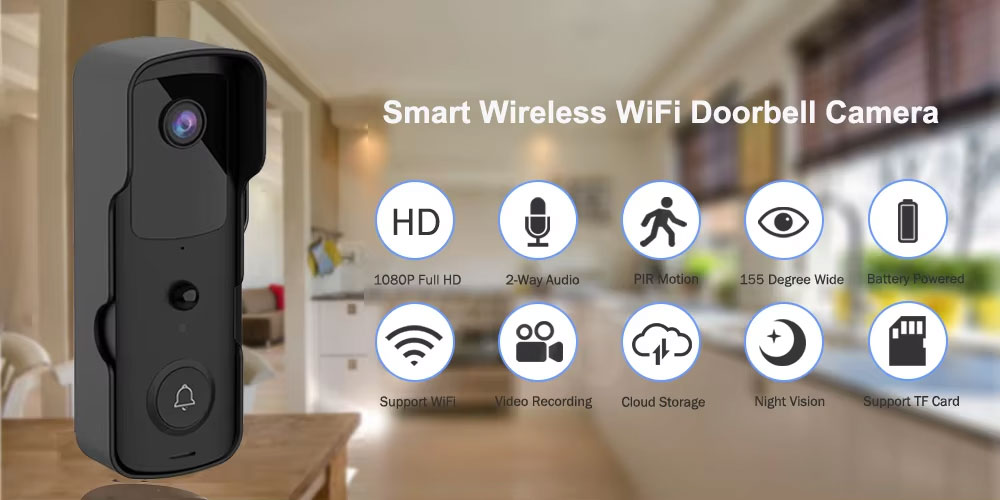 Tuya WiFi HD Smart Video Doorbell with Wireless Indoor Chime (background image)