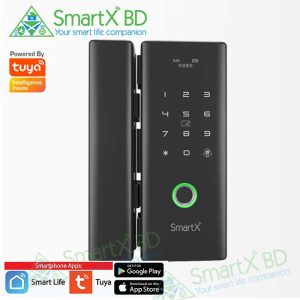 SmartX WiFi Glass Door Lock (Fingerprint, Password, Card, OTP, RF Remote & App)