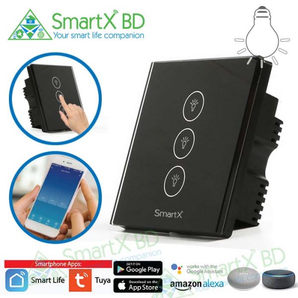 3 Gang WiFi Touch Switch Black