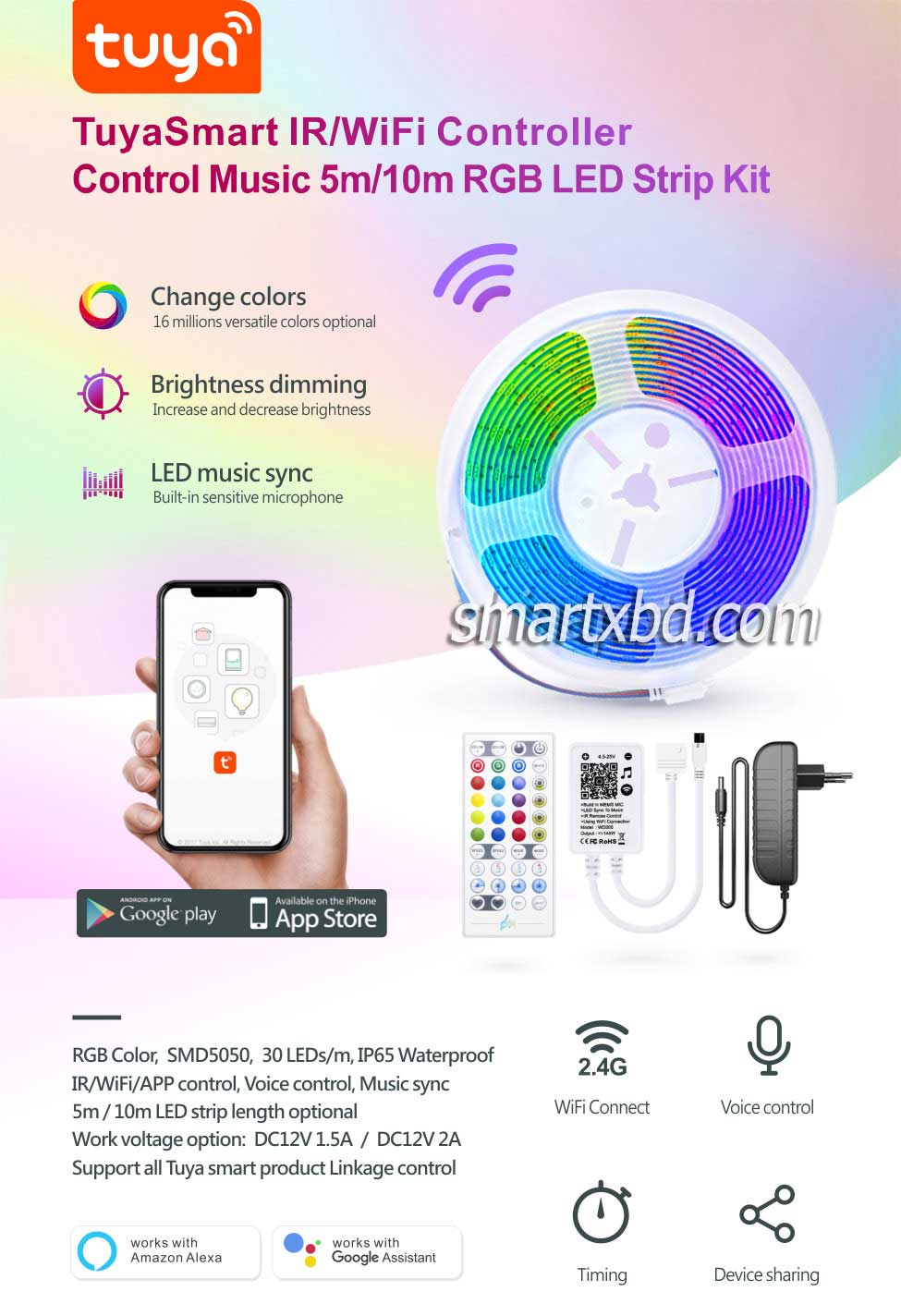 SmartX-WiFi-RGB-LED-Strip-Light-5M