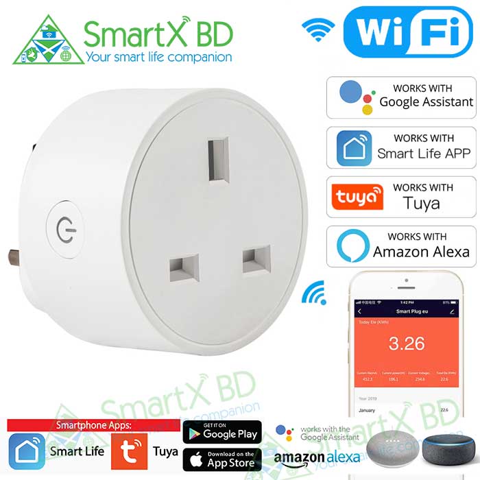 SmartX WiFi Smart Socket / Plug 20A UK Type with Power Monitoring