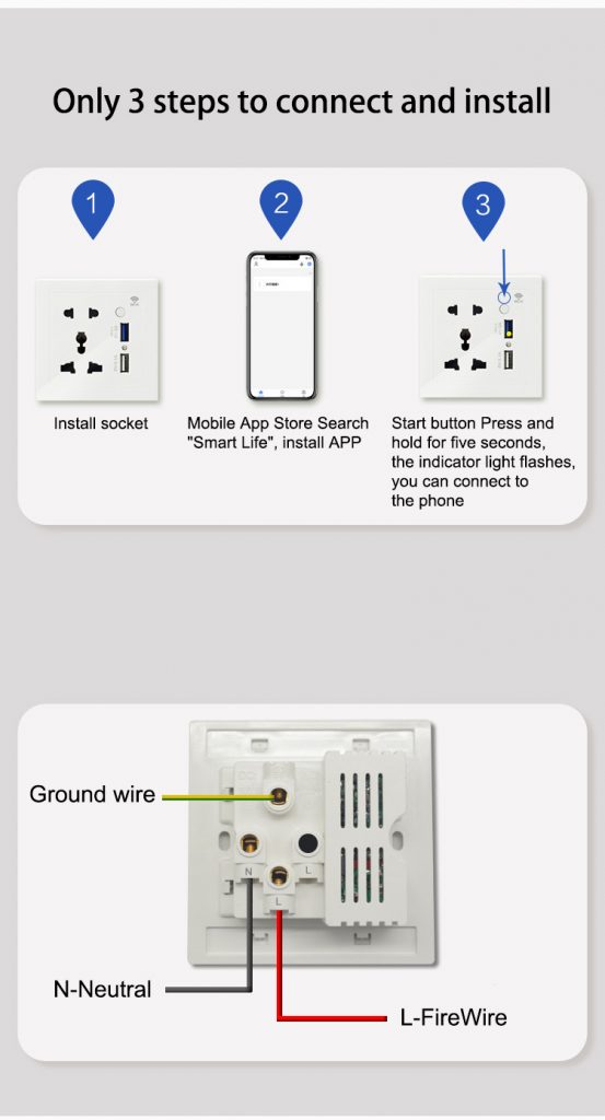 SmartX WiFi Smart Wall Socket with USB works with Alexa & Google