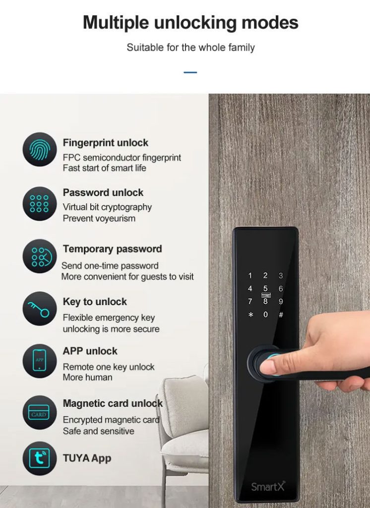 SmartX WiFi Fingerprint Door Lock Tuya Smart Life App - 6 Unlock ...