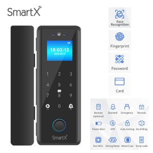 SmartX WiFi Glass Door Lock with Face Recognition Unlock