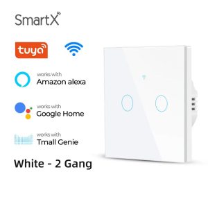 Tuya WiFi + RF 2 Gang Smart Touch Switch White Color