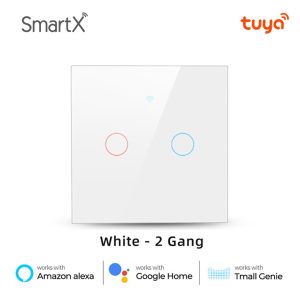 Tuya WiFi + RF 2 Gang Smart Touch Switch White Color