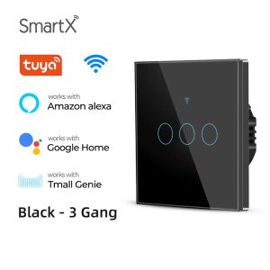 Tuya WiFi + RF 3 Gang Smart Touch Switch Black Color