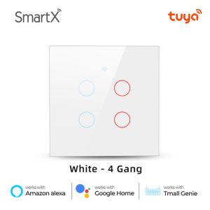 Tuya WiFi + RF 4 Gang Smart Touch Switch White Color