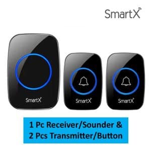 SmartX Wireless Calling Bell / Doorbell 300M Long Range (Open Area) – 1 Receiver + 2 Buttons Package
