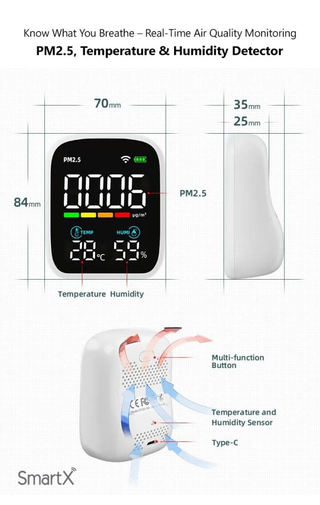 Tuya WiFi Smart Air Quality Monitoring Sensor PM2.5 Detector with ...
