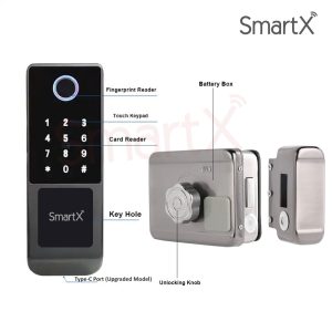 SmartX WiFi Smart Rim Lock for Metal Gate & Wooden Door Tuya Smart Life App (SX-RDL1)