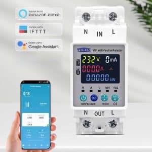 TOMZN 63A Tuya WiFi Smart Circuit Breaker – Voltage Protector with Earth Leakage & Real-Time Power Monitoring