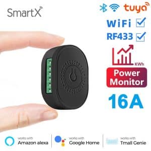 Tuya 16A Smart WiFi Relay Switch with RF Remote Support & Power Monitoring – Works with Alexa, Google Home