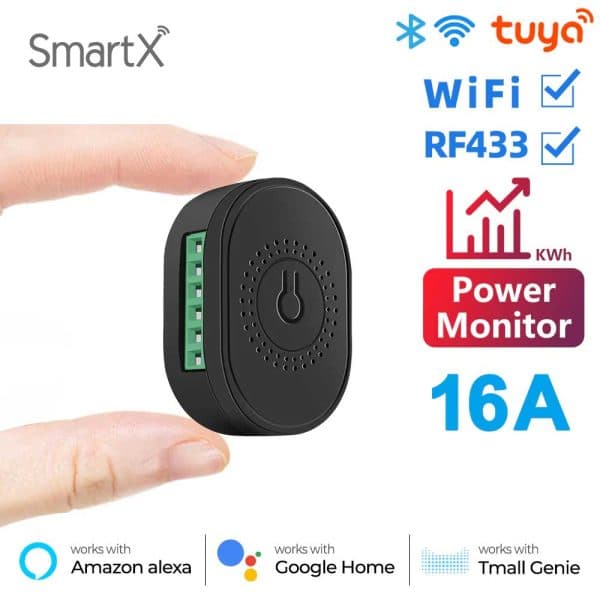 Tuya 16A WiFi & RF Remote Supported Smart Relay Module Switch with Real-Time Power Monitoring main image