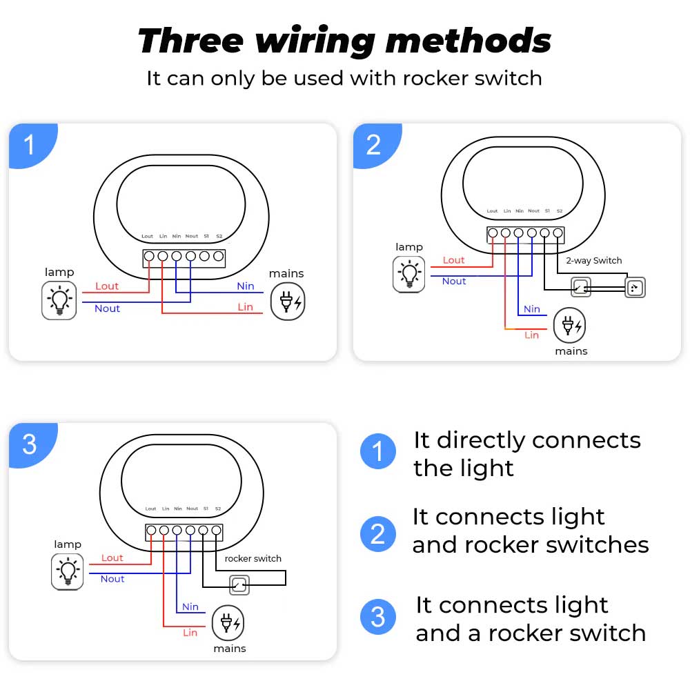 Tuya 16A WiFi & RF Remote Supported Smart Relay Module Switch with Real-Time Power Monitoring wiring diagram