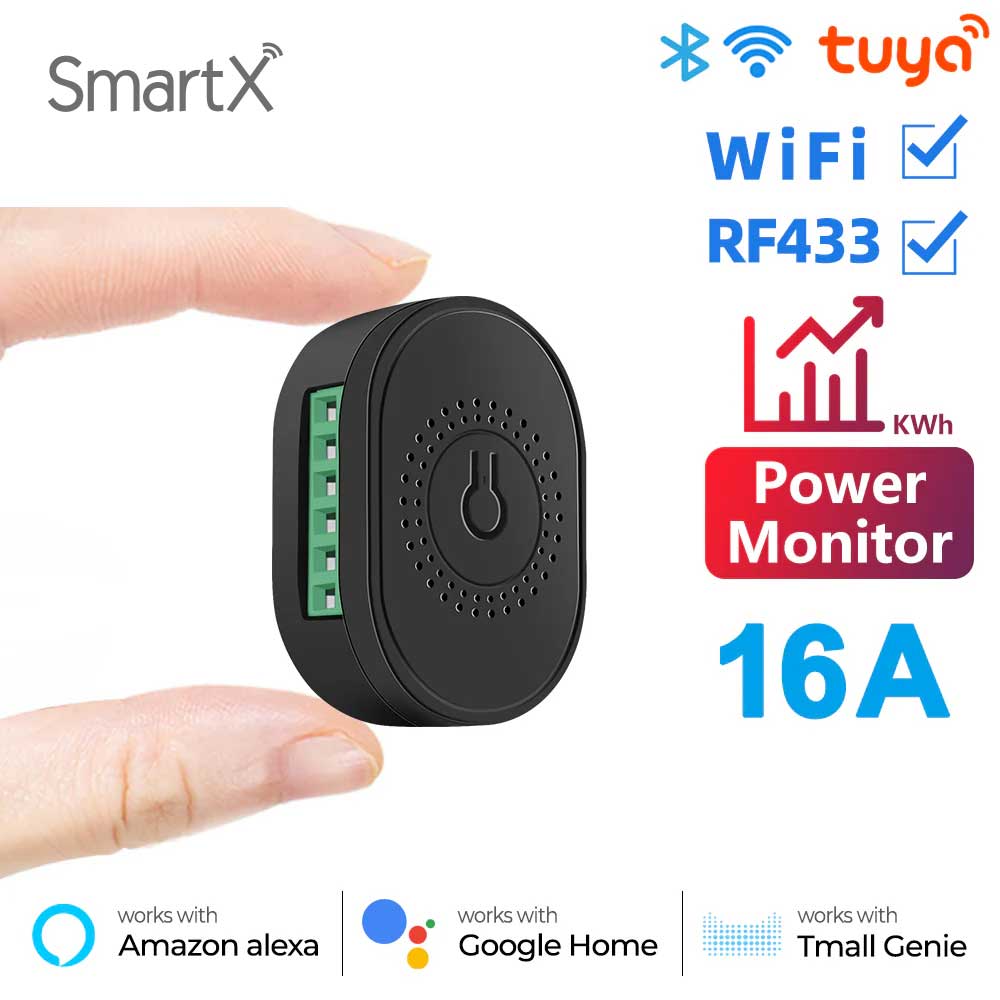 Tuya 16A WiFi & RF Remote Supported Smart Relay Module Switch with Real-Time Power Monitoring main image