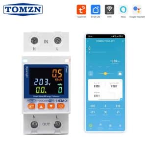 TOMZN 63A Tuya WiFi Smart Circuit Breaker TOVA-63T – Voltage, Current & Leakage Protection with Last State Memory & Real-Time Power Monitoring