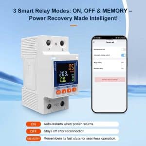 TOMZN 63A Tuya WiFi Smart Circuit Breaker TOVA-63T – Voltage, Current & Leakage Protection with Last State Memory & Real-Time Power Monitoring