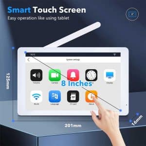 SmartX Wireless HD Video Doorbell & Door Phone – 8″ WiFi Touchscreen Monitor with Rechargeable Batteries for Both Units