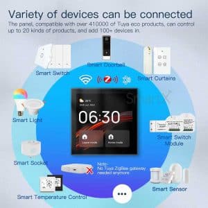 Tuya 4 Inch Smart Touch Control Panel ZigBee Gateway with Built-in Alexa for Voice Command Control