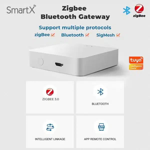 QUOYA Gateway Multimodale Tuya/SmartLife | Zigbee 3.0 E BLE Mesh | Hub Domotico 128 Dispositivi | Solo Tuya