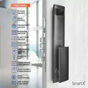 SmartX 3D Face Recognition Smart Door Lock with Active Video Intercom & App Unlock Feature (SX-I1Pro)