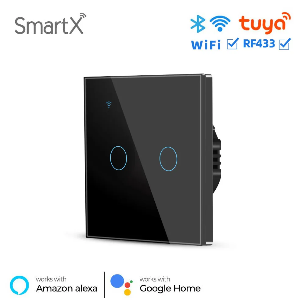 WiFi + RF 2 Gang Smart Touch Switch Black Color