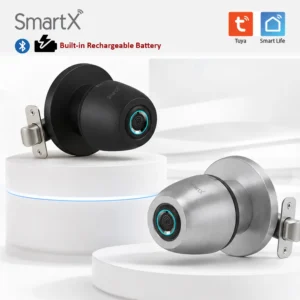 SmartX Tuya Bluetooth Smart Ball / Round Knob Door Lock – Fingerprint, App & Mechanical Key Unlock (SX-R100)