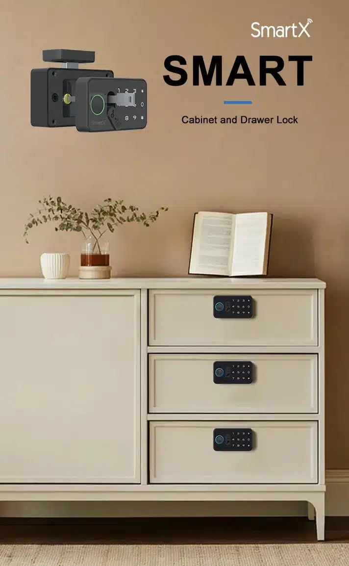 Tuya Bluetooth Smart Cabinet Drawer Lock with Manual Key Backup (SX-CL01-K) background image 1