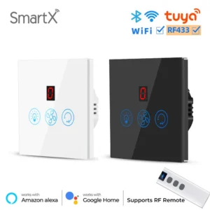 Tuya WiFi + RF Smart Fan & Light 2 in 1 Switch (Fan Speed & Light On-Off Control)