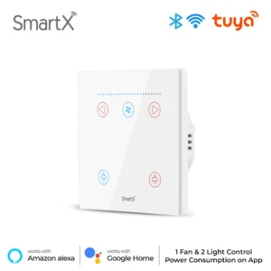 Tuya WiFi Smart 1 Fan & 2 Light Switch (Fan Speed & Light On-Off Control)