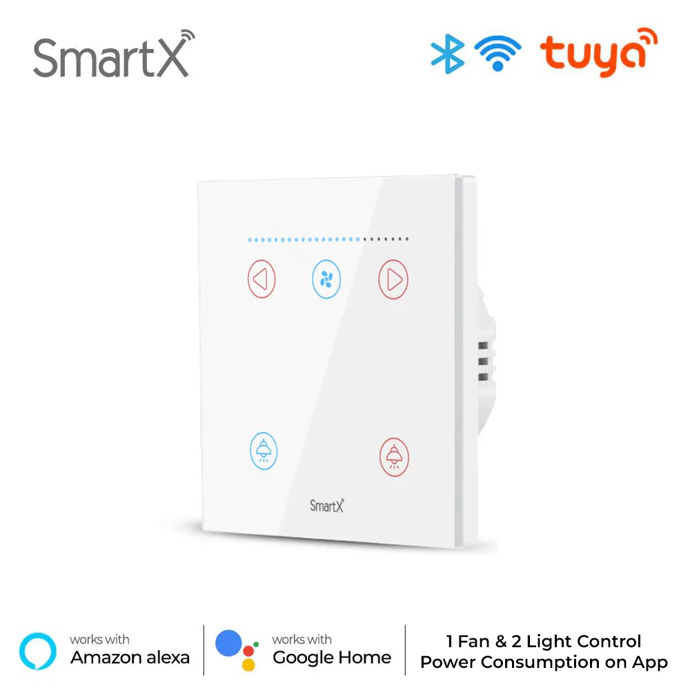 Tuya WiFi Smart 1 Fan & 2 Light Switch (gallery image 1)