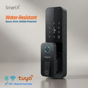 SmartX WiFi + Bluetooth Dual Mode Smart Rim Lock for Wooden Door & Metal Gate | Water Resistant (SX-RL61)