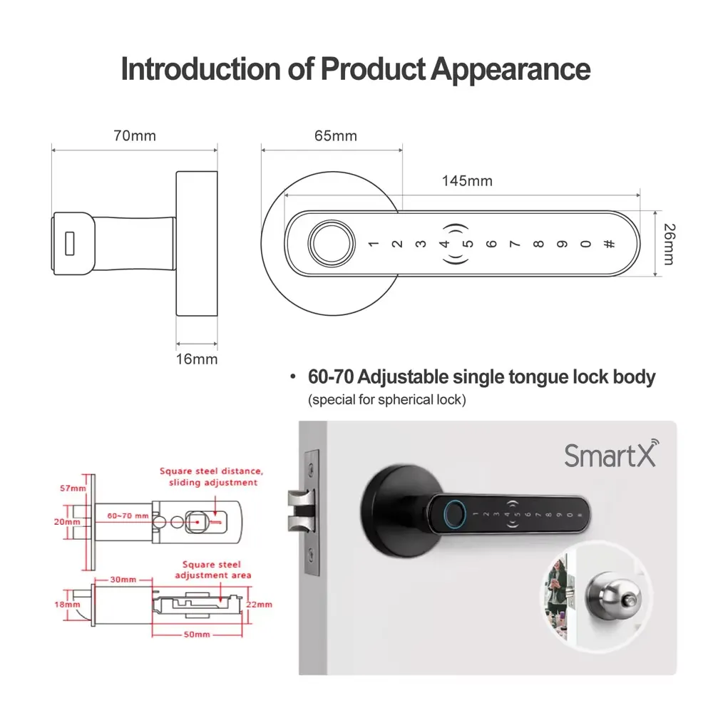 SmartX SX-H200 Tuya Bluetooth Smart Door Lock