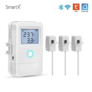 Tuya WiFi 3-Phase Energy Meter with LCD Display, 80A 3-CT Clamp Power Monitor & Temperature Sensor