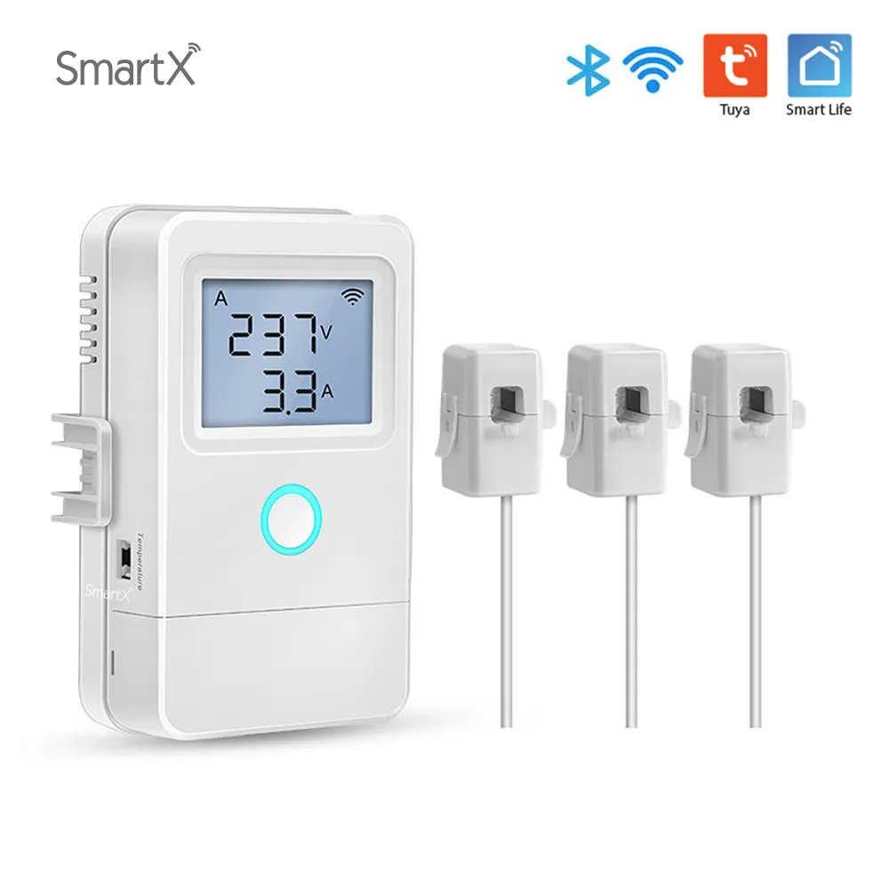 Tuya WiFi 3-Phase Energy Meter with LCD Display, 80A 3-CT Clamp